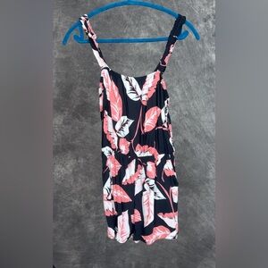Express Black Floral Sleeveless Romper with Pockets Size S